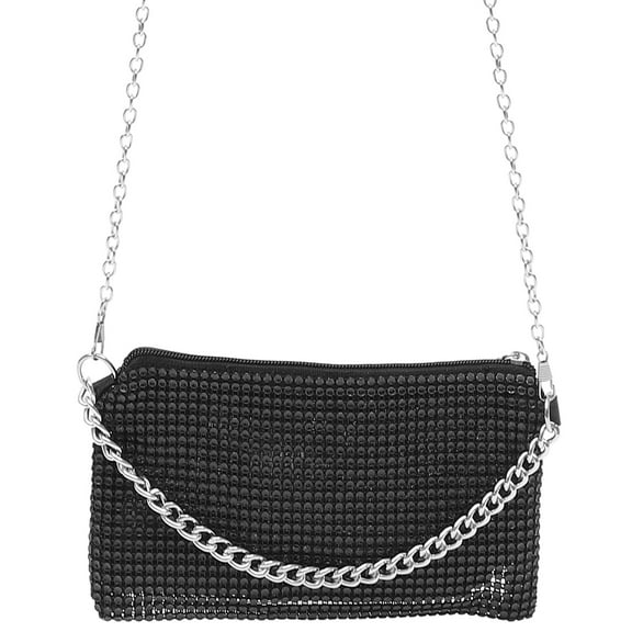 HAMPPLIES 1Pcs Chain Strap Crossbody Bag for Women Black Pu Material