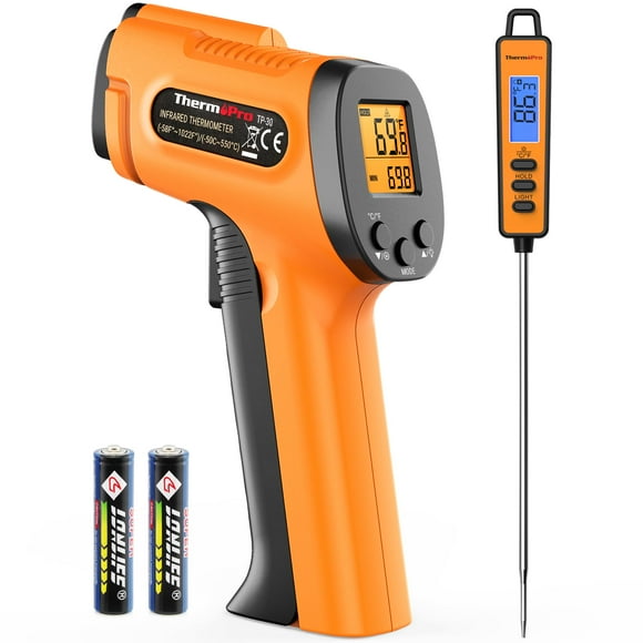ThermoPro Temperature Gun, Infrared Thermometer Gun with Laser Pointer, Meat Thermometer Digital with Super Long Probe, Food Thermometer for Cooking, Laser Thermometer
