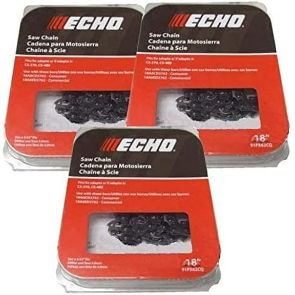 ECHO 3 Pack of Genuine OEM Replacement 18in Cutting Chain # 91PX62CQX-3PK