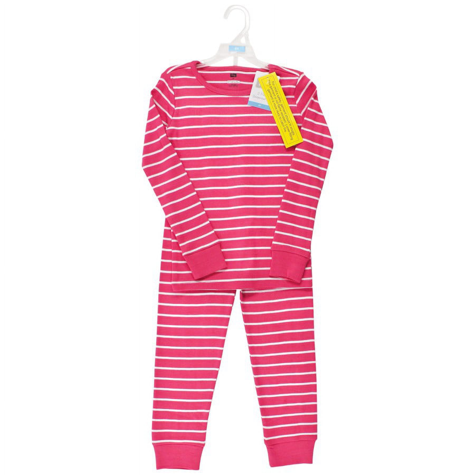 Hudson Baby Toddler Girl Cotton Pajama Set, Dark Pink Stripe, 3 Toddler