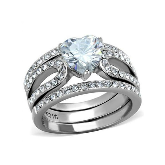 3.15 Ct Heart Shape Cz Wedding and Engagement Ring 3 Piece Set Women's Size 5