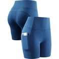 thumbnail image 3 of Cadmus 6'' High Waist Yoga Shorts for Women Workout Running Shorts Naked Feeling Biker Shorts Deep Pockets, Medium Blue, S, 3 of 8