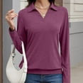 thumbnail image 6 of Horkkom Long Sleeve Shirts for Women Solid Color V Neck Tops Casual Comfy Fall Outfits for Women 2025 L, 6 of 9