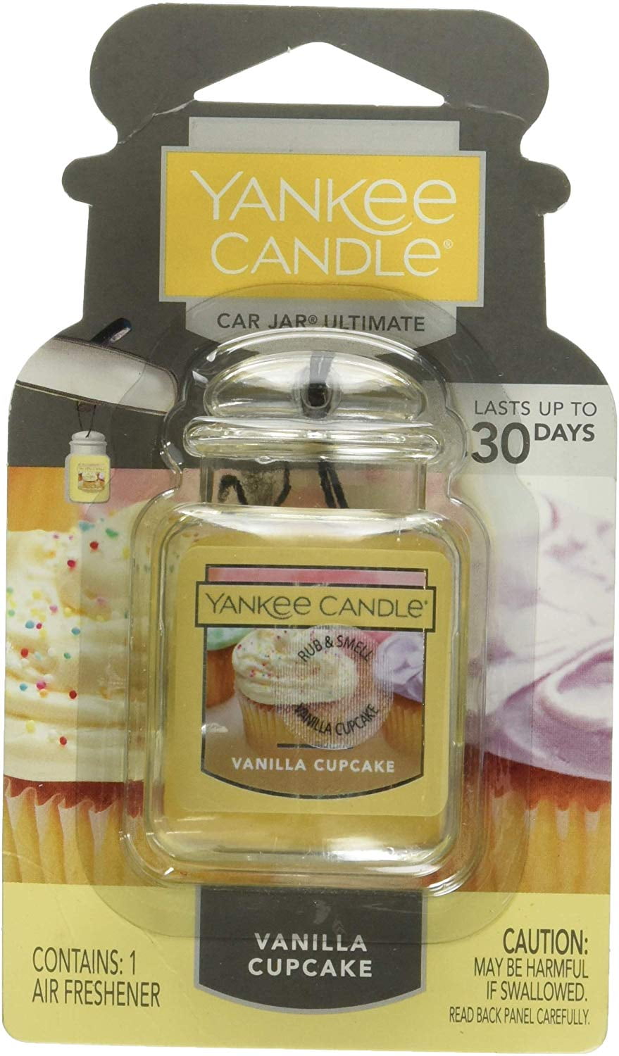 Yankee Candle Car Air Fresheners, Hanging Car Jar® Ultimate 3-Pack,  Neutralizes Odors Up To 30 Days, Includes: 1 Vanilla Cupcake, Black Cherry,  and 1