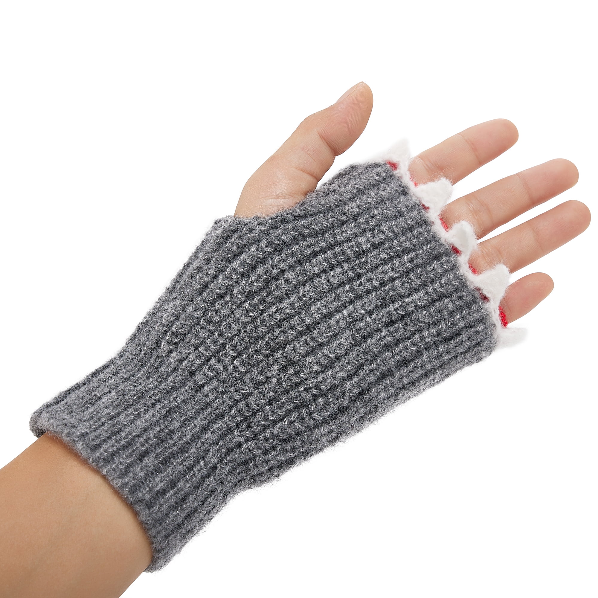 Multitrust 3D Shark Fingerless Gloves for Adult Winter, Knit