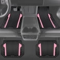 thumbnail image 3 of Auto Drive 4-Piece Black & Pink Heavy Duty Rubber Car Floor Mats, All Weather Universal Trim-to Fit for Car, SUV and Truck Mats, 3 of 8