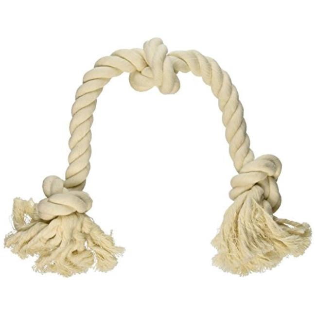 Mammoth Flossy Chews 100-Percent Cotton White 3-Knot Rope Tug 