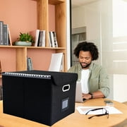 LANNEY File Organizer Box with Lid and Slides, Portable Folders Freestanding Document Organizer Hanging Legal Size Paper Files