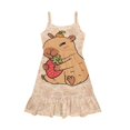 thumbnail image 4 of Uourmeti Toddler Girls Sleeveless Dress Hedgehog Print Causal Spaghetti Strap A Line Short Swing Dress Cute Spring Summer Clothes for Girls Sundress, 4 of 6