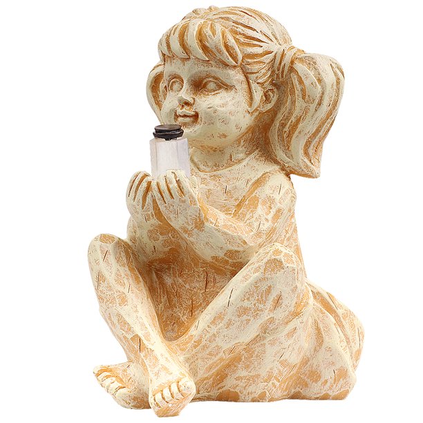 Iluminan Firefly Jar Niño Niña Estatua Ornamento Macizo De Flores Patio Al Aire Libre Escultura Decoración Minnieouse HA039895-01