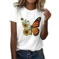 thumbnail image 3 of Trendfront Womens Butterfly Graphic Print Tee Fashion Summer Short Sleeve T Shirts Crewneck Casual Artistic Nature Style Trendy Tops, 3 of 5