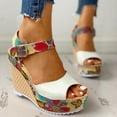 thumbnail image 3 of Mepaouo Espadrille Dressy Wedge Sandals Women's Platform Sandal Casual Summer High Heels White Size 8, 3 of 6