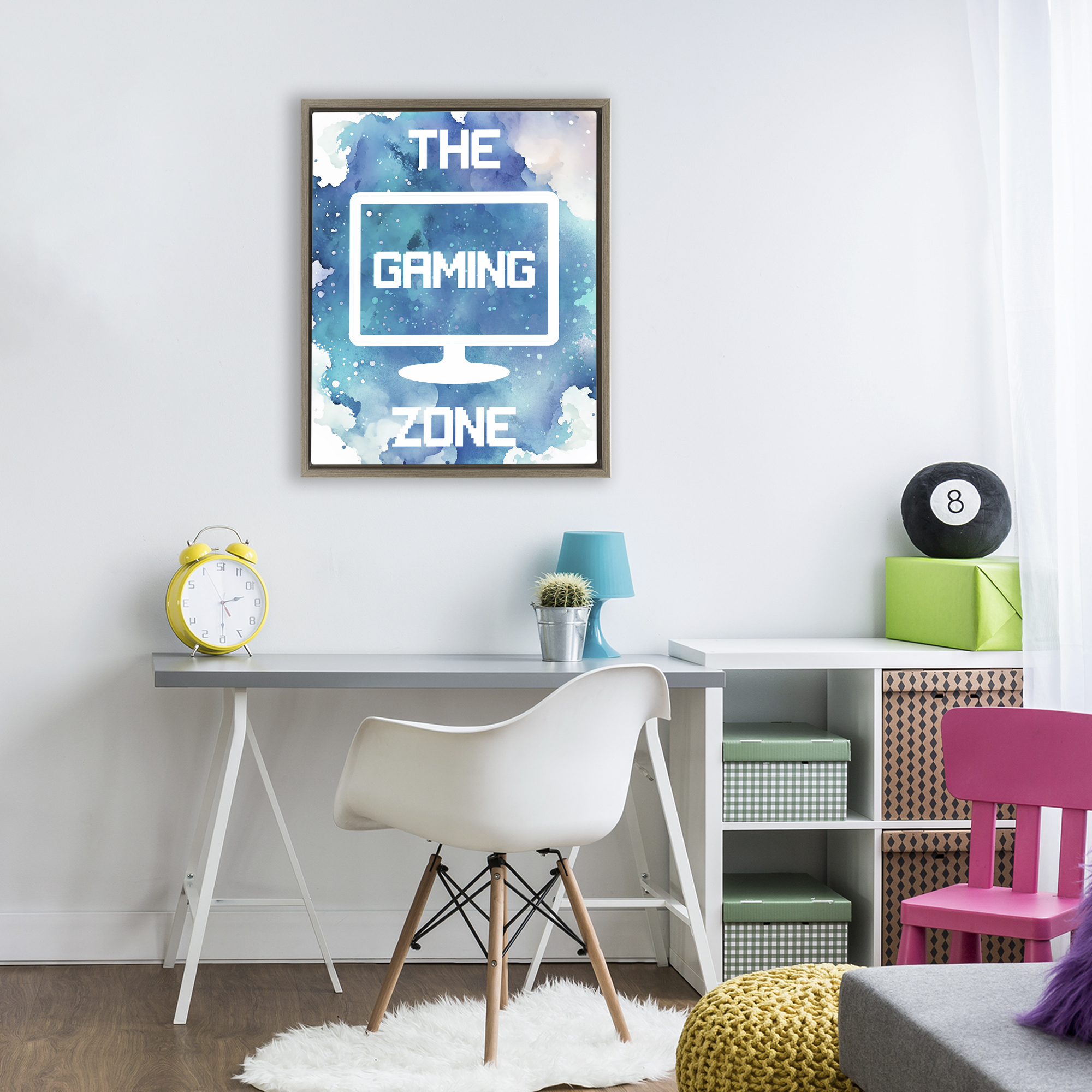 Gaming Zone Moniter Brown Framed Floater Canvas Wall Art, design by Marcus Prime