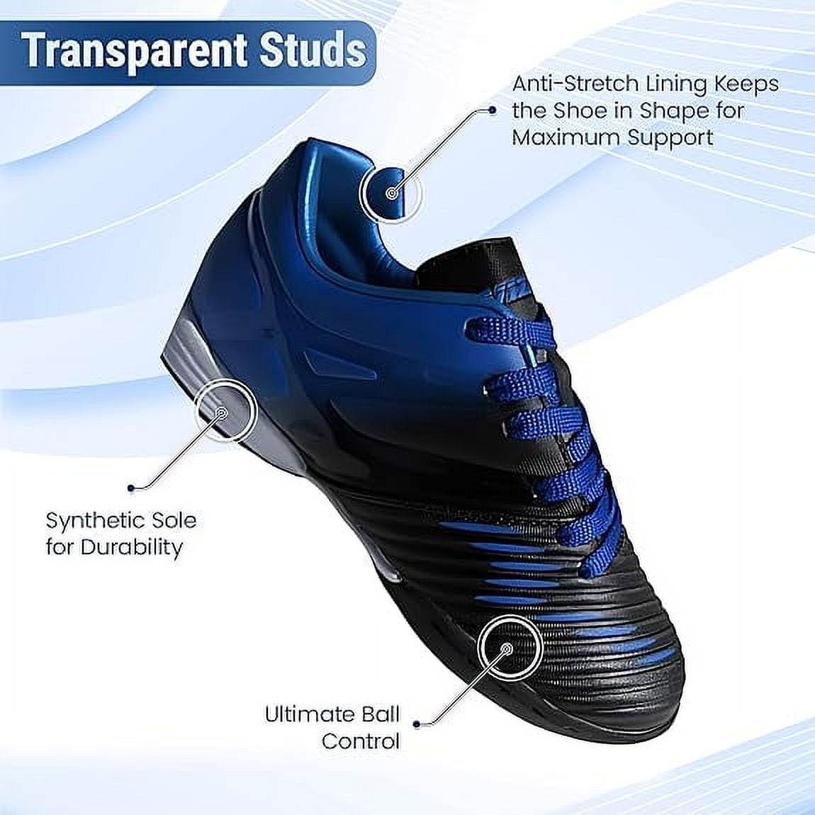 Vizari Liga Indoor Football Shoes for Kids | 100% Synthetic and Machine Washable Indoor Cleats with Rubber Sole | Durable and Comfortable for Boys and Girls | Ideal for Indoor Soccer and Futsal
