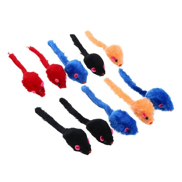 Jinnoda 10pcs/Lot Mini Colorful Cat Toys Plush False Mouse Toys For Cats Kitten Multicolor One Size