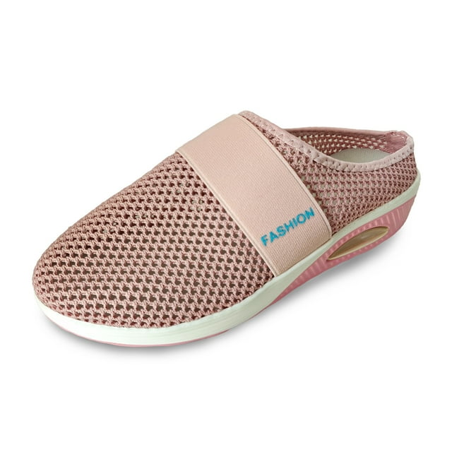 Ediodpoh Women's Summer Fashion Solid Color Large Mesh Bag Toe Slippers Comfortable Beach Slippers Womens Slippers Pink 7.5
