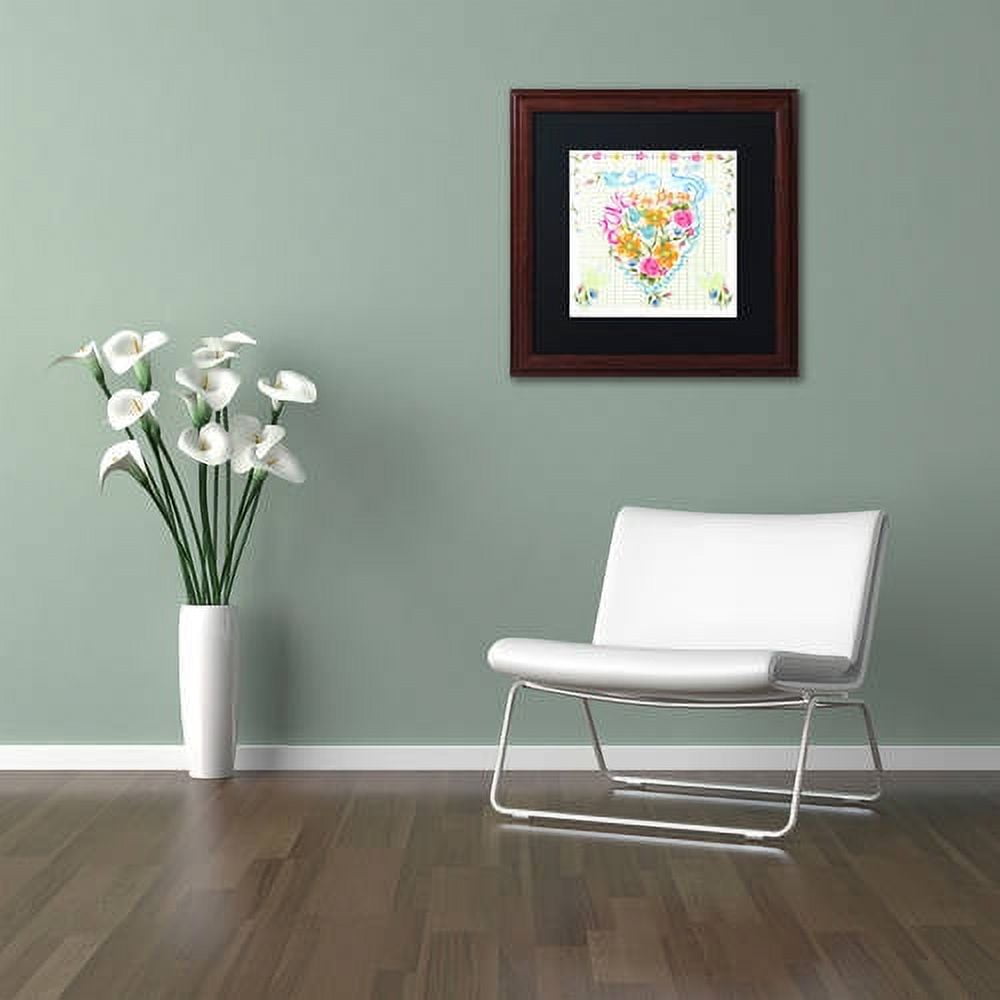 Trademark Fine Art "Love Heart" Canvas Art by Lisa Powell Braun, Black Matte, Wood Frame