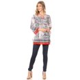 thumbnail image 5 of Sakkas Sasa Women's Casual Summer Cotton 3/4 Sleeve Print Loose Tunic Top Blouse - 19918-NavyWhite - 1X/2X, 5 of 5
