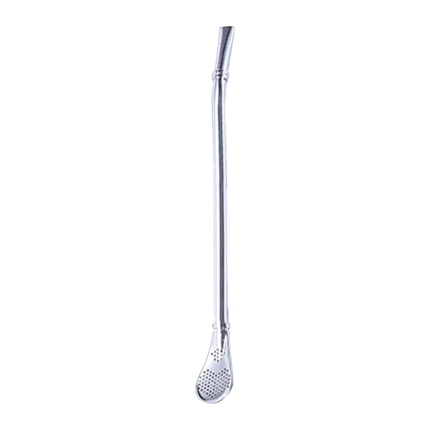 Pajita con cuchara de acero inoxidable | Agitador de bebidas y filtro de té de doble uso | Pajita reutilizable para café, té de burbujas y té con leche