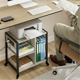 thumbnail image 3 of Yartaka Printer Stand with Charging Station, Home Office Desktop Printer Stand with Storage, Under Desk Printer Table, 3 Tier Heavy Duty Rolling Printer Cart with Wheels for Small Space, Grey, 3 of 8