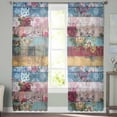 thumbnail image 2 of Vintage Flower Sheer Curtains 72 Inches Long 2 Panels Set, Window Sheer Curtains for Living Room/Bedroom, Shabby Chic Farmhouse Wood Grain Light Filtering Rod Pocket Curtain 52'' x 72'' x 2, 2 of 7