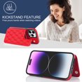 thumbnail image 4 of ELEHOLD for iPhone 16 Pro Max Wallet Case, RFID Blocking Card Holders Luxury Argyle Pattern Leather Case Kickstand Magnetic Button Slim Lightweight Shockproof Purse Case,Red, 4 of 7
