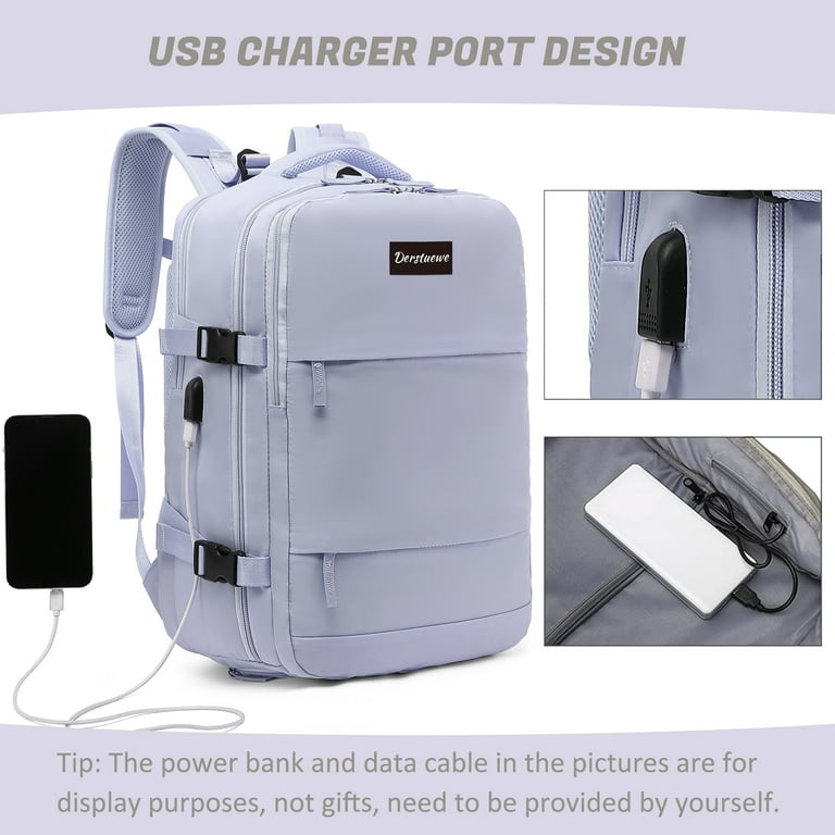 Free Shipping Derstuewe Large Travel Backpack for Women Carry on Backpack for Outdoor Sports Waterproof Laptop Bag with USB Charging Port Backpack Flight ApprovedO aPurple Walmart