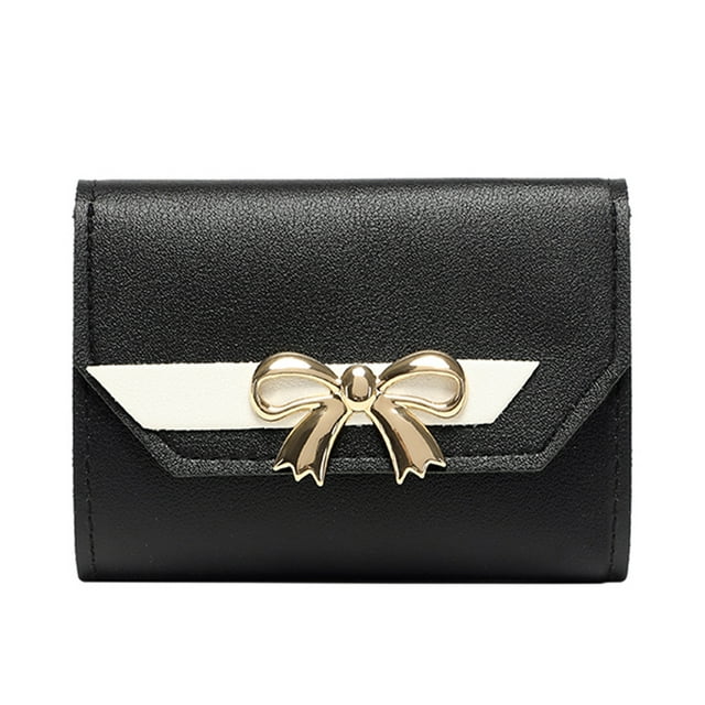 Fashion Wallet for Women Stylish ID Short Wallet with Multiple Card Slots Bow Tie Design Clutch Purse Practical Phone Bag