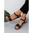 thumbnail image 3 of Women Elastic Band Ankle Strap Sandals, Elegant Summer Black Flat Sandals, 3 of 5