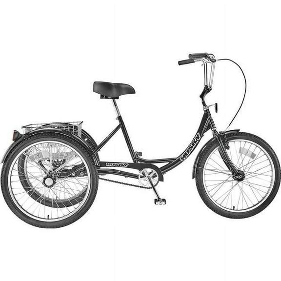 HLF Distributing B2732834 Husky Bicycles T-124 Industrial Tricycle - 24 in. Wheels - Includes Basket - Black - 500 lbs