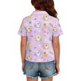 thumbnail image 5 of Girls Polo Shirt Henley Short Sleeve Cute Cartoon Animal Print School Uniform Button Closure Comfy Active T Shirts, 120, 5 of 5