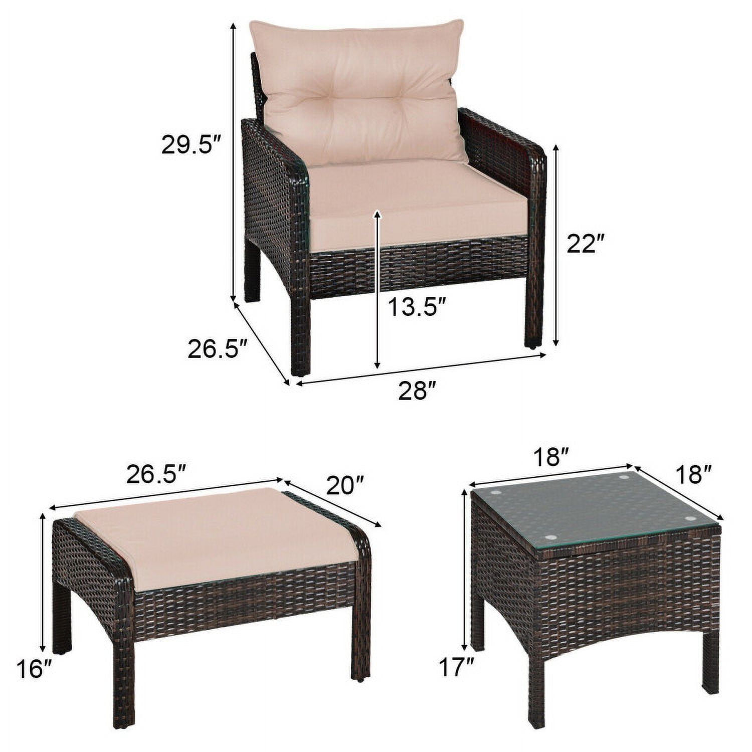 Aimee Lii 5 Pcs Patio Rattan Wicker Sofa Furniture Set, Outdoor Patio Furniture