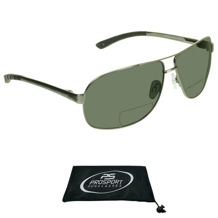 proSPORT Aviator Polarized Bifocal Reading Sunglasses for Men and Women. High Quality Nickel Silver Frame.