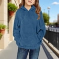 thumbnail image 2 of EnJoCho Girls Fuzzy Fleec𝖾 Pullover Hoodies Sweatshirt Casual Loose Outwear Coat Pockets 4-15 Years Winter Warm Sher𝗉a Top Hooded Jacket Kidswear Apparel, 2 of 8