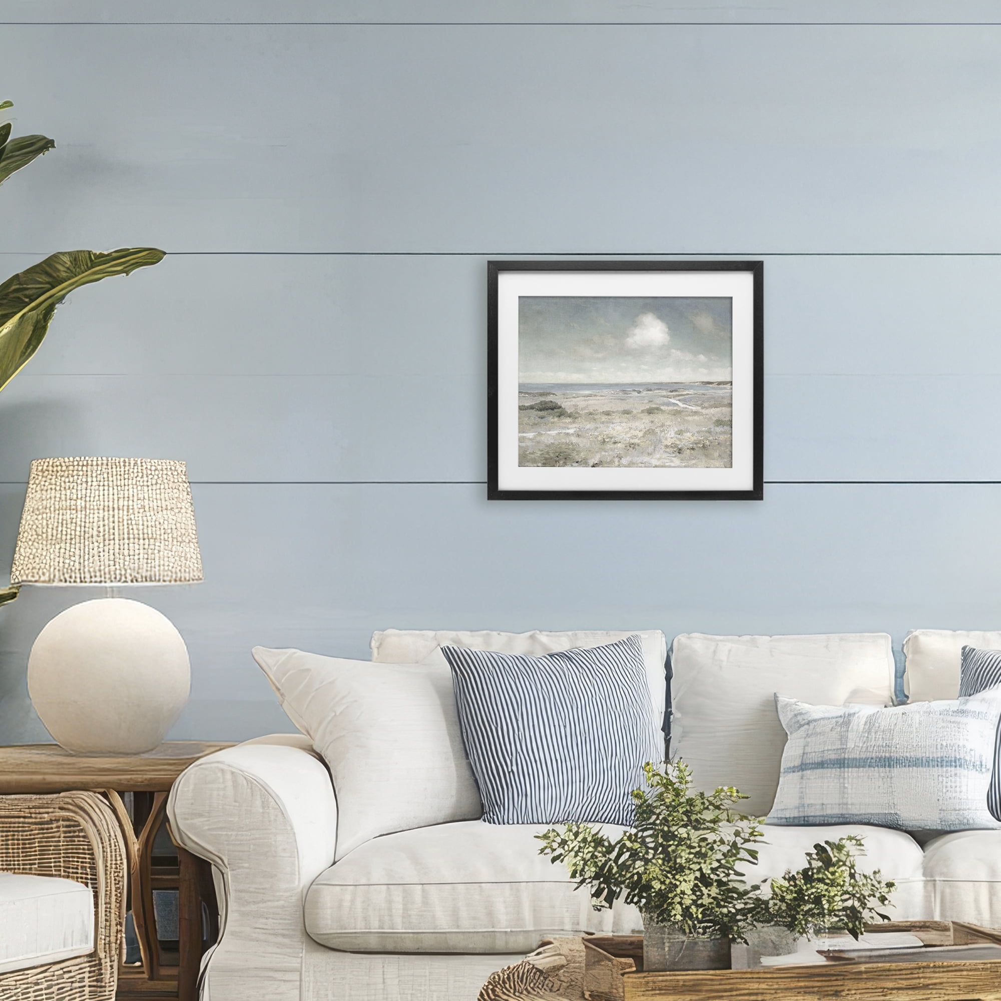 Stupell Industries By The Shore Neutrals Black Framed Print Under Glass, design by Christy McKee
