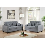 Maykoosh Asian Aesthetics Furniture 2 Piece Fabric Sofa and Loveseat Set in Gray