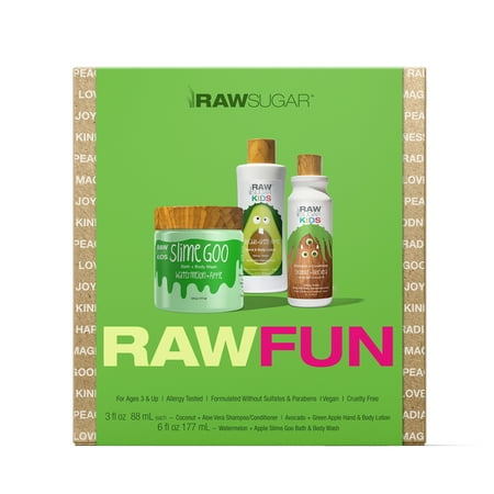 Raw Sugar Kids Raw Fun Holiday Gift Set, Includes Body Wash, Body Lotion, Shampoo & Conditioner, 3 Piece