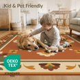 thumbnail image 4 of ODIKA 6'x9' Washable Area Rug Olive Terracotta Floral Geometric Design Ornate Botanical with Art for Dining Room, Under Table, Office Décor, Non-Slip Chair-Friendly, 4 of 7