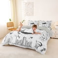 thumbnail image 2 of Castle Fairy Minimalism Basketball Bedding, Sport Graffiti Duvet Cover Full, Black White,Grey Reversible,3pcs,1 Duvet Cover and 2 Pillowcases, 2 of 6