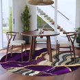 thumbnail image 5 of Purple Marble Round Rug 5ft Washable Circle Kitchen Rugs Non Slip Grey Gold Texture Vintage Farmhouse Art Large Area Rug Indoor Floor Carpet for Bedroom Living Room Home Office Dining Room Nursery, 5 of 8