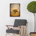 thumbnail image 2 of Lone Tree Autumn Landscape Gold Yellow Mustard Art Print Framed Poster Wall Decor 12x16 inch, 2 of 5