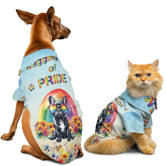 Wagging Tail French Bulldog Celebrates Rainbow Pride Month LGBT LGBTQ Hawaiian Summer Shirt for Small Medium Large Dog Cat Dog Lover Gifts - 01003