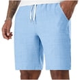 thumbnail image 2 of LEKWK Linen Shorts for Men Lightweight Soft Breathable Summer Shorts Elastic Waist Drawstring Casual Bottoms with Pockets Fashion Beach Vacation Outfits, 2 of 9