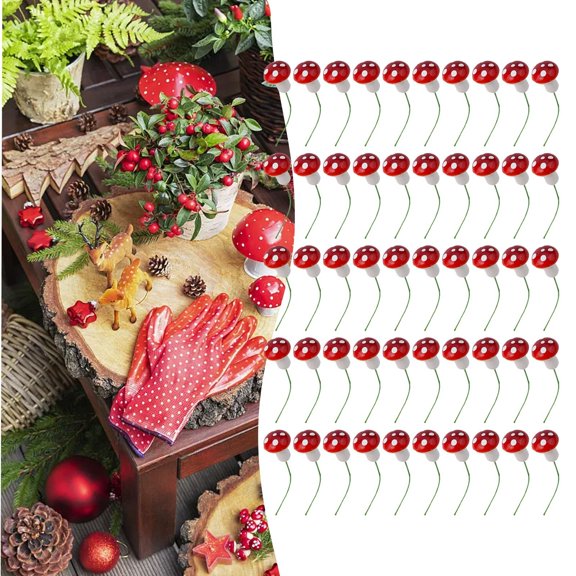 50Pcs 2Cm Artificial Mini Mushroom Model Fairy Garden Plant Action Figure Miniature Diy Foam Crafts Decor Ornament Stakes Craft