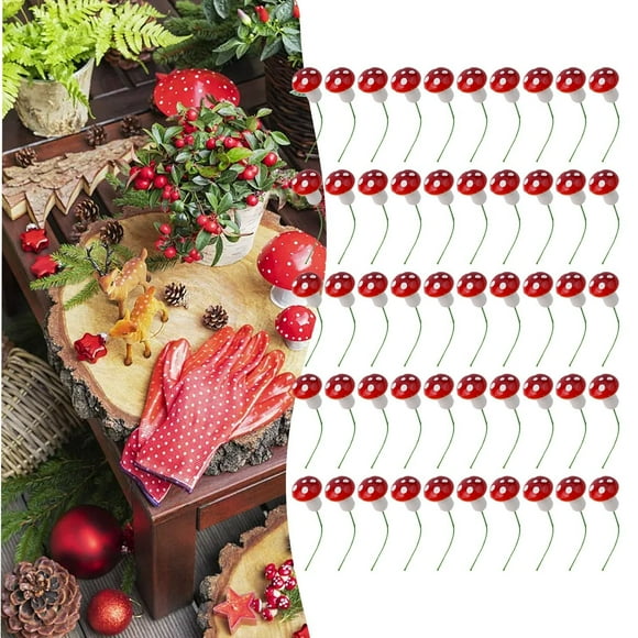 50Pcs 2cm Artificial Mini Mushroom Model Fairy Garden Plant Action Figure Miniature Diy Foam Crafts Decor Ornament Stakes Craft