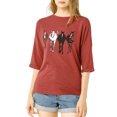 thumbnail image 1 of INSPIRE CHIC Woman's Drop Shoulder 3/4 Sleeves Horse Print Loose Tops, 1 of 4