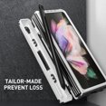 thumbnail image 5 of SaniMore for Samsung Galaxy Z Fold 3 Tempered Glass Screen Case, Rugged PC Case with Pen Holder Adjustable Kickstand Wireless Charging Shockproof Protective Case for Samsung Z Fold 3, White, 5 of 9