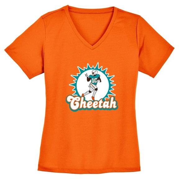 Dolphins Cheetah Tyreek Hill Logo LADIES V-NECK T-shirt
