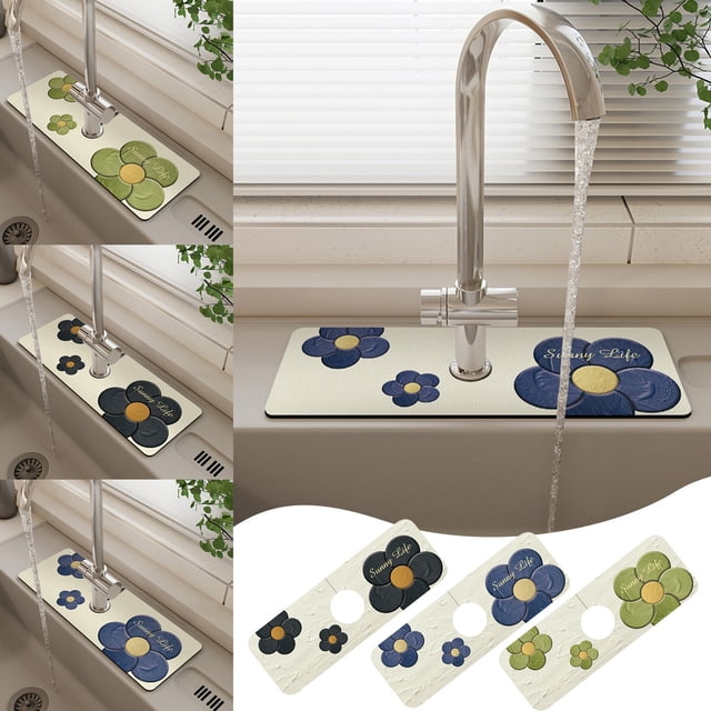 Vaidha Sink Faucet Guard & Absorption Pad For Kitchen, Bathroom Or Laundry, Anti-mould, Quick-drying, Drip Mat For Sponges, Eliminates Water Marks