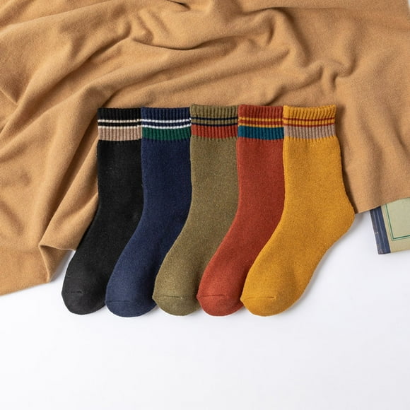 5 Paires de Chaussettes en Laine pour Femmes, Tricot Épais, Chaudes, Décontractées, Confort en Laine, Mi-Mollet, d'Hiver